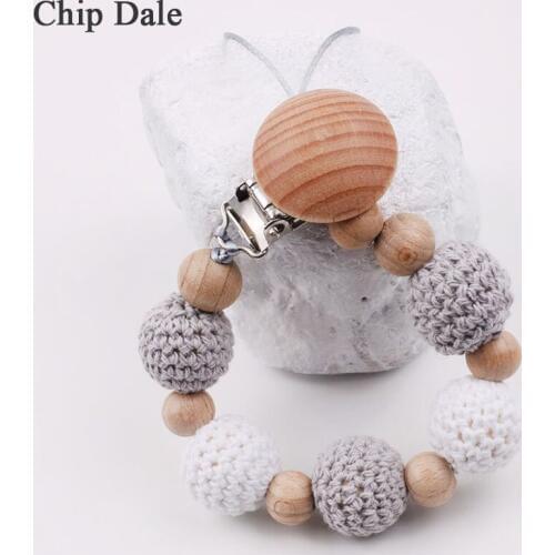 Chip Dale Crochet Beads Pacifier Holder Clips Baby Pacifier Chain Teether Nipple Chain Hand Made