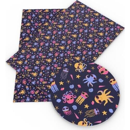 David accessories 20*33cm Cute Animal Printed Synthetic Leather Faux Leather Fabric DIY Bow Bag Leather Sheets Materials,1Yc8788