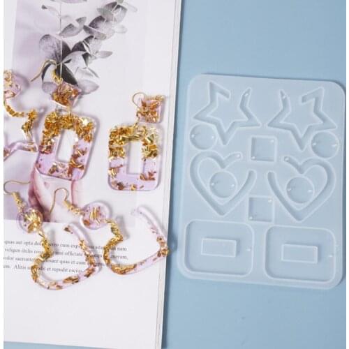 DIY Crystal Epoxy Earrings Ear Pendant Mold Geometric Collection Mold Resin Ring Handmade Jewelry Mold