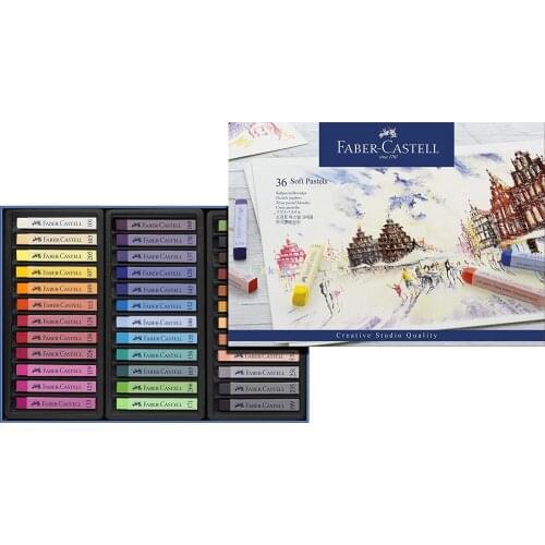 Faber-Castell Studio Quality 128336 Soft Pastel Crayons Set of 36 In Case, Smooth Color Laydown for Rich Pastel Effects