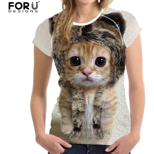 FORUDESIGNS T-shirt Women Summer Cute Cay T-shirts Girl T Shirts Fashion Funny Printed harajuku Tshirt Casual Women T-Shirt 2019