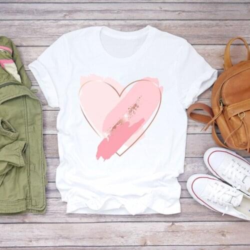 Women T-shirts Love Watercolor Sweet Lover Cute Printing Summer Autumn Print Lady Womens Stylish T Top Shirt Girl Tee T-Shirt