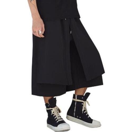 Men Japan Kimono Loose Wide Leg Pant Fashion Casual Skirt Trousers Male Streetwear Hip Hop Punk Harem Pants
