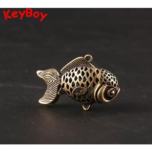 Handmade Copper Hollow Carp Pendant Car Keychain Hanging Women Handbag Decorations Ornament Copper Fish Necklace Pendant Keyring