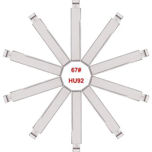 Keyecu 10 Pieces 67# HU92 Metal Blank Uncut Flip Remote Key Blade for BMW