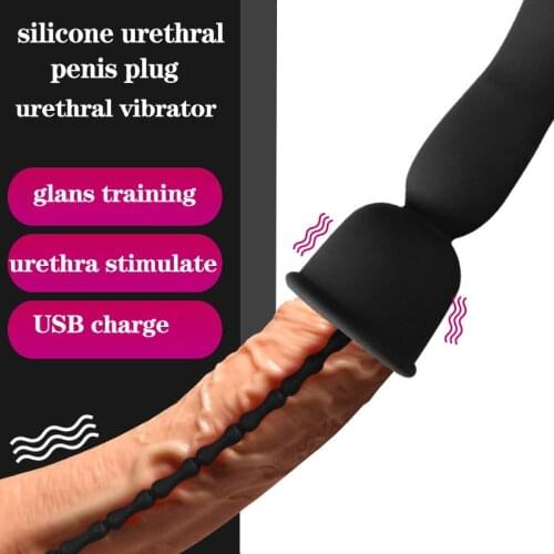 Multi-Frequency Vibration Penis Plug Silicone Chastity Urethral Sound Electro Dilators Urethra Vibrator Sex Toys For Men