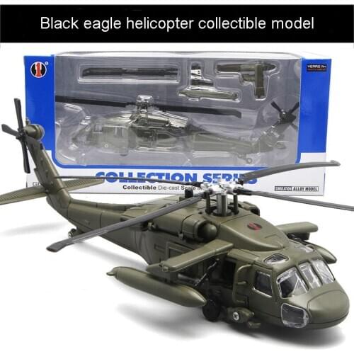 High simulation alloy black eagle helicopter model metal military helicopter diecast with sound and light collectible toys