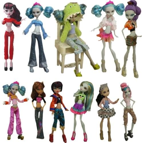 Fashion Monstering High Doll Outfits For Bratz Clothes Set Top Pants Trousers For Ever After High Dress Gown 1/6 BJD Accessories
