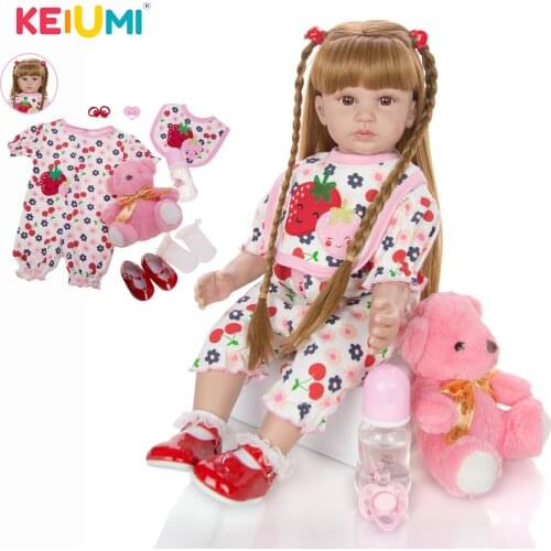 KEIUMI Fashion Princess Realistic Reborn Baby Dolls 60 cm Silicone Stuffed Dolls Boneca Reborn For kids playmates Brithday Gifts