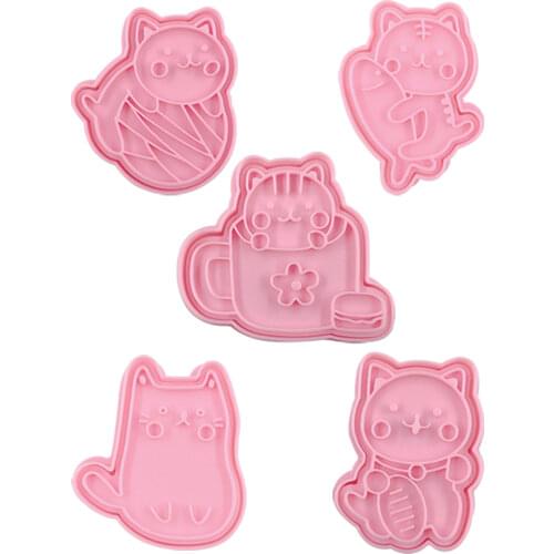 Cartoon Cat Cookie Cutters Fondant Biscuit Moulds Baking Press Stamp Embosser Cutter Sugar Pasty Cake DIY Bakery Mold