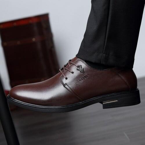 Men Formal shoes man oxford shoes cow leather lace-up large size male dress shoes black brown business shoes