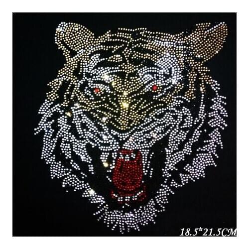 Tiger head sticker appliques transfers design iron on transfer patches hot fix rhinestone transfer motifs fixing rhinestones