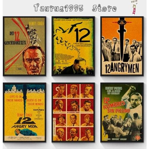 New Classic Movie twelve Angry Men Retro Poster Prints High Quality Kraft Paper Wall Art Home/bar