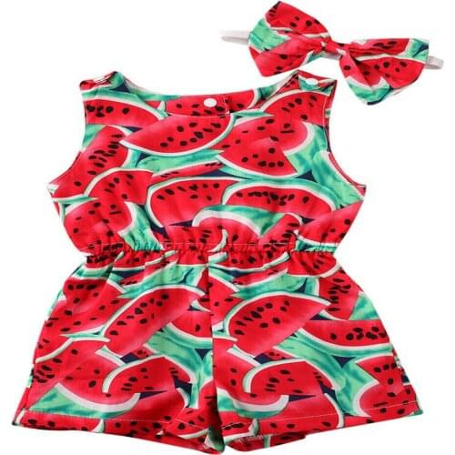 Newborn Baby Girls Clothes bow Headband Geometry round neck Button sleeveless Romper 2pc kids Toddler lovely cotton Outfits