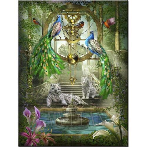Landscape 5D DIY Diamond Painting Cross Stitch Tiger &Flower &Bird &Peacock wall sticker3D Diamond Embroidery Needlework decor