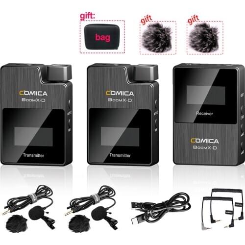 COMICA BoomX D2 Professional Mini 2.4G Digital Wireless Microphone with Mono/Stereo Switchable Output Modes for Camera