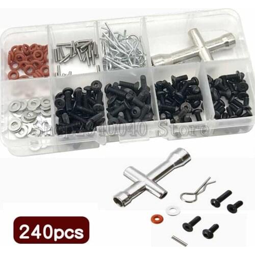 M3 Flat Head Screws Flat Washer with Hexagon Wrench 240pcs/set Special Repair Tool Kit For 1/10 HSP RC Car Accessories