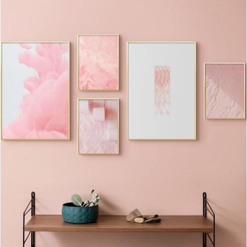 Nordic Abstract Pink Textured Canvas Painting For Living Room Bedroom Poster And Print Wall Art Poster Fashion Modern Home Decor