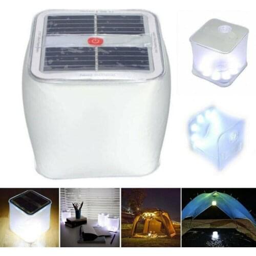 Foldable LED Solar Lamp Power Inflatable Lent Camping Light Outdoor Emergency Lamp Frosted Square Rechargeable Waterproof Lamp