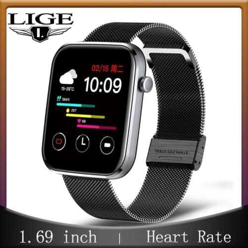 LIGE Full Touch Screen Smart Watch Men Heart Rate And Blood Pressure Monitoring Outdoor Sports Watch Waterproof Women Smartwatch