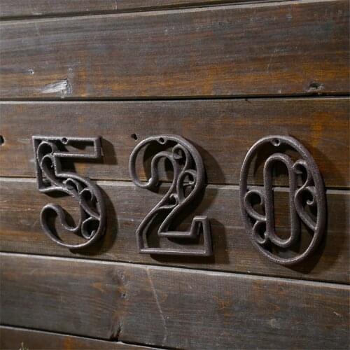 High End American Industrial Cast Iron Digital Wall Decoration Cafe Bar Restaurant DIY House Nunber Table Phone Number Plate