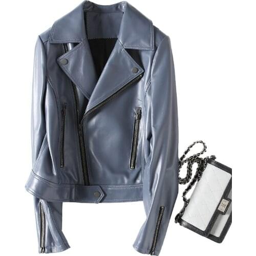 Genuine Leather Jacket Spring Autumn Jacket Women Real Sheepskin Coat Female Korean Motorcycle Jacket HQ18-CJX1811A MY1918