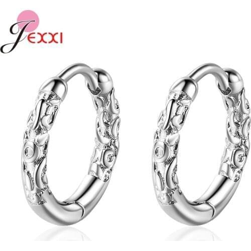 Vintage Small Circle Women Hoop Earrings Exaggerated Hoop Ear Loop Smooth Earring 925 Sterling Silver Jewelry Bijoux