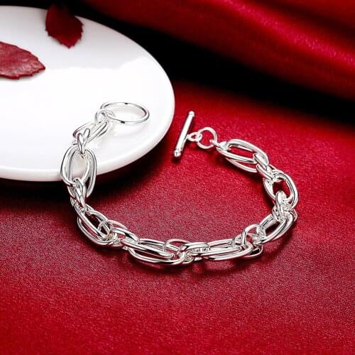 New fine creative circle chain fashion 925 sterling silver Bracelet for woman trend jewelry Wedding party lady Holiday gifts