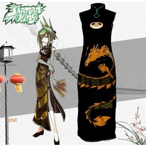 Anime Shaman King Tao Jun Cosplay Cute Costumes Women Girl Cheongsam Dress