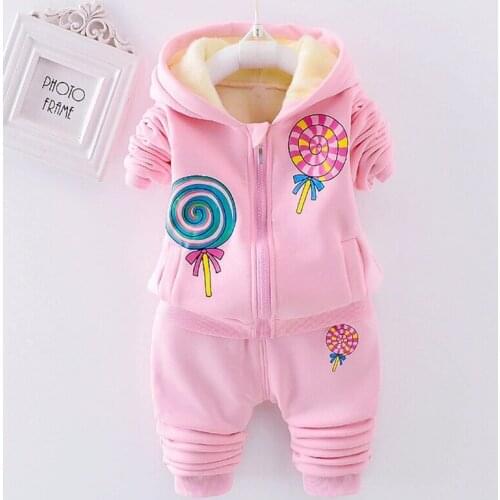ZWY355 New Girls Clothing Set Unisex Toddler Clothes Set Warm Hoodie + Pants Winter Suit Kid Children Baby Girls Sets 2-10 Years