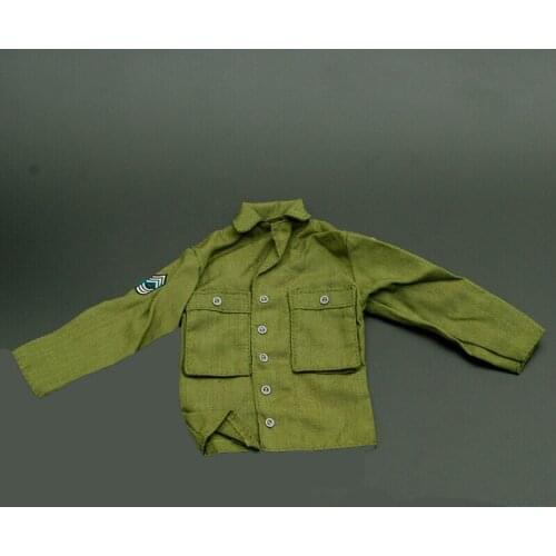1/6 Scale WWII US Soldier Soldier Shirt Uniform Green Tops Clothes Action Fit 12" Male Action Figure Body