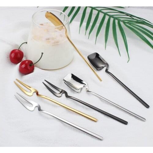 1PCS Stainless Steel Dinnerware Fruit Fork Coffee Spoon Mordern Style Hanging Type Kitchen Tableware Decor Party Decoration