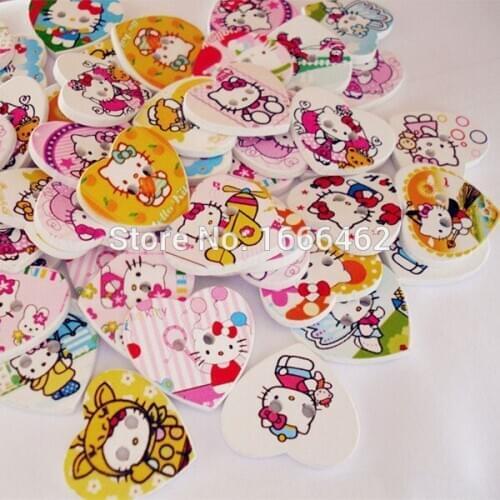 2015 50Pas new hybrid 2-hole buttons sewing heart-shaped 24 x 22mm sewing accessories