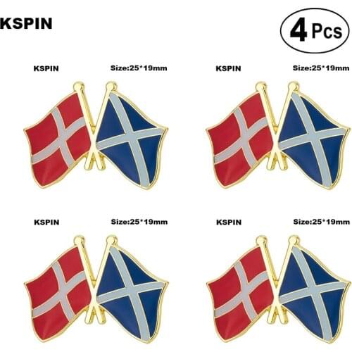 Denmark & SCOTLAND BLUE Friendship Flag Lapel Pin Flag badge Brooch Pins Badges 4Pcs a Lot