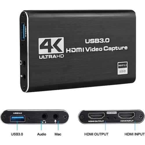 4K USB 3.0 Video Capture Card HDMI-compatible 1080P 60fps HD Video Recorder Grabber For OBS Capturing Game Card Live