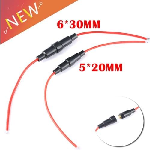5Pair 5*20mm Inline Fuse Holder 220V Fast-Blow Screw Type Fuse Holder Quick-Blow Glass Fuse Holder 6*30MM with 22 AWG cable
