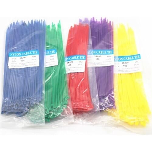 500Pcs/Bag Cable Ties 18 Colors Mixed Color 2.5mmx200mm Self-Locking Nylon Wire Cable Zip Ties Wire Fasten Cable Fasten bandage