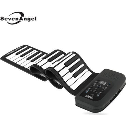 61 Keys 128 Synthesized Tones Electronic Piano Silicon Roll Up Piano 100 Preset Rhythms with Soft Keyboard for kids education