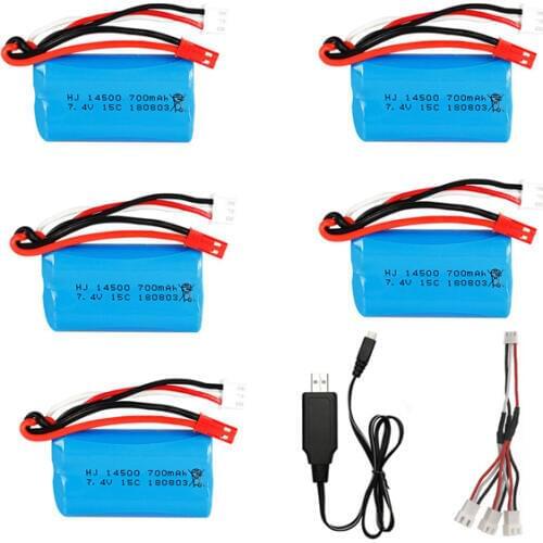 7.4v 700Mah Li-po battery with charger set for FT007 RC racing boat FX059 F1 Syma Remote control aircraft 14500 7.4V battery