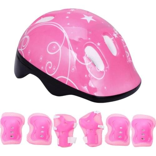 7pcs in 1 Set Adjustable Skating Helmet Kits Outdoor Protector Skateboard Gear Knee Pad Elbow Pads Balance Car Protective