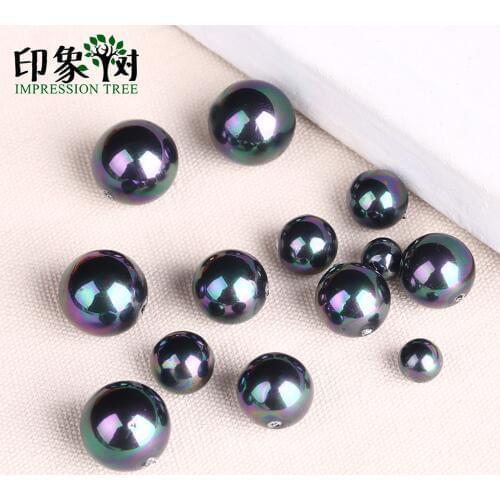 6/8/10/12mm Top Quality Imitation Shell Pearls AB Black Colors Round Loose Beads To Needlework Bracelets Jewelry DIY Making 1878