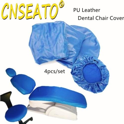4 Pcs Dental Chair Seat Cover PU Leather Unit Protective Sleeves Waterproof Elastic Case Dentist Houses Equipment Dentistry Tool