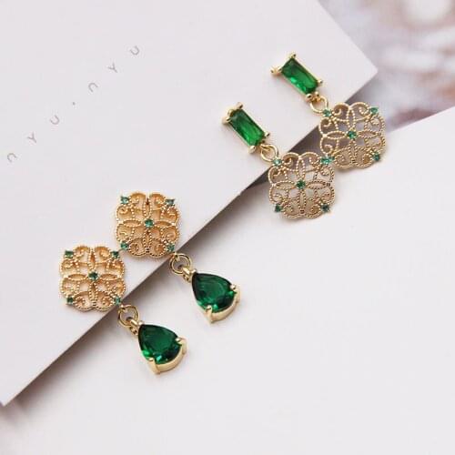 Elegant Green Crystal Drop Earrings for Women Girls Dangle Earing Jewelry New Fashion Wedding Bohemian Jewellery Bijoux New