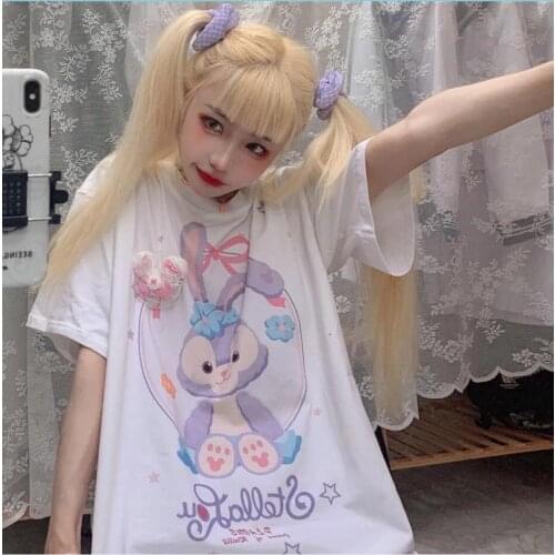 Summer Preppy Style Japanese Cute Soft Sister Bowknot Lace Collar T-shirt Student Kawaii Loose Short-sleeved T-shirt Female Top