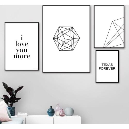 Geometric Line Love Quote Landscape Wall Art Canvas Painting Nordic Posters And Prints Wall Pictures For Living Room Wall Decor