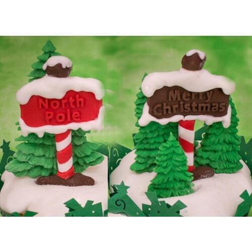 KLM Newest Merry Christmas Signage Silicone Fondant Cake Border Mould Chocolate Candy Tools