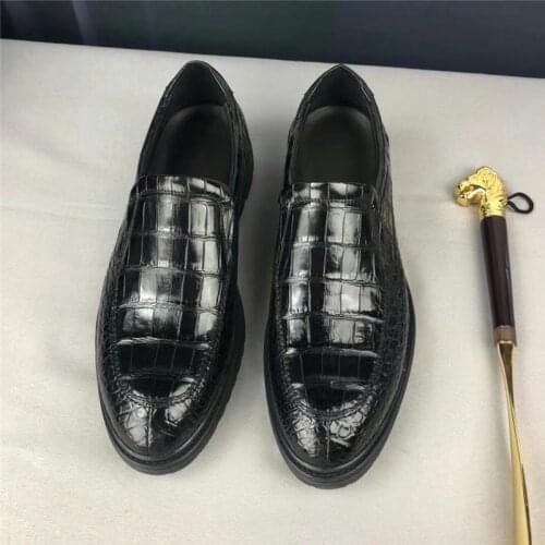 Business Casual Style Authentic Crocodile Skin Men Loafers Exotic Genuine Alligator Leather Point Toe Male Slip-on Dress Shoes