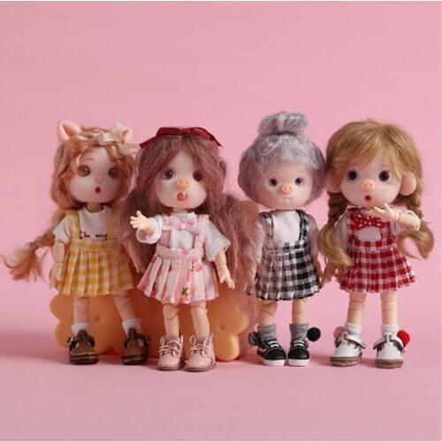 M0027 Childrens handmade toys 1/12 ob11 doll Suge BJD / SD doll accessories GSC color pleated skirt dress 1pcs