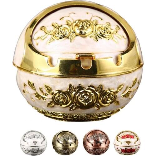 Metal Ashtray Home Party Bar Decoration Rose Flower Pattern Smoking Accessory Home Ashtray Gift