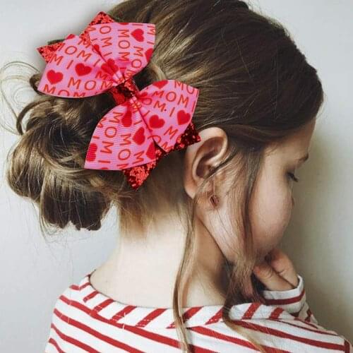 Kawaii Kids Lovely Heart Flowers Print Bowkont Hair Clip Hair Accessories for Girls Children BB Clip Barrettes spinki do wlosow